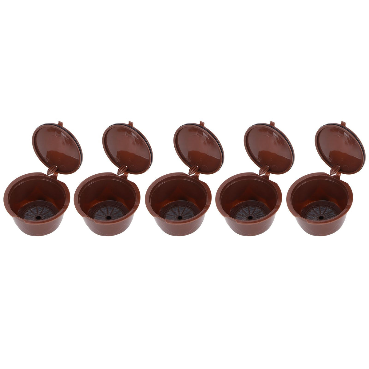 Coffee Capsules Reusable Refillable Coffee Cup Filter Kit Fit for DOLCE GUSTO Machine(Coffee 5 Capsules1 Spoon 1 Brush)
