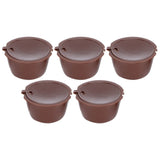 Coffee Capsules Reusable Refillable Coffee Cup Filter Kit Fit for DOLCE GUSTO Machine(Coffee 5 Capsules1 Spoon 1 Brush)