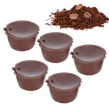 Coffee Capsules Reusable Refillable Coffee Cup Filter Kit Fit for DOLCE GUSTO Machine(Coffee 5 Capsules1 Spoon 1 Brush) - Extra Image