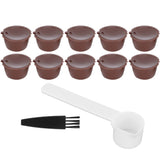 Coffee Capsules Reusable Refillable Coffee Cup Filter Kit Fit for DOLCE GUSTO Machine(Coffee 10 Capsules1 Spoon 1 Brush)