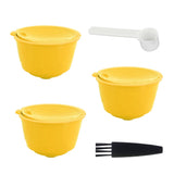 Coffee Machine Capsule Kit Reusable Coffee Filter Cup Accessories Fit for DOLCE GUSTO(Yellow 3 Capsules1 Spoon 1 Brush) - 45-Degree Angle