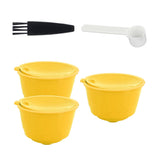 Coffee Machine Capsule Kit Reusable Coffee Filter Cup Accessories Fit for DOLCE GUSTO(Yellow 3 Capsules1 Spoon 1 Brush) - Rear View