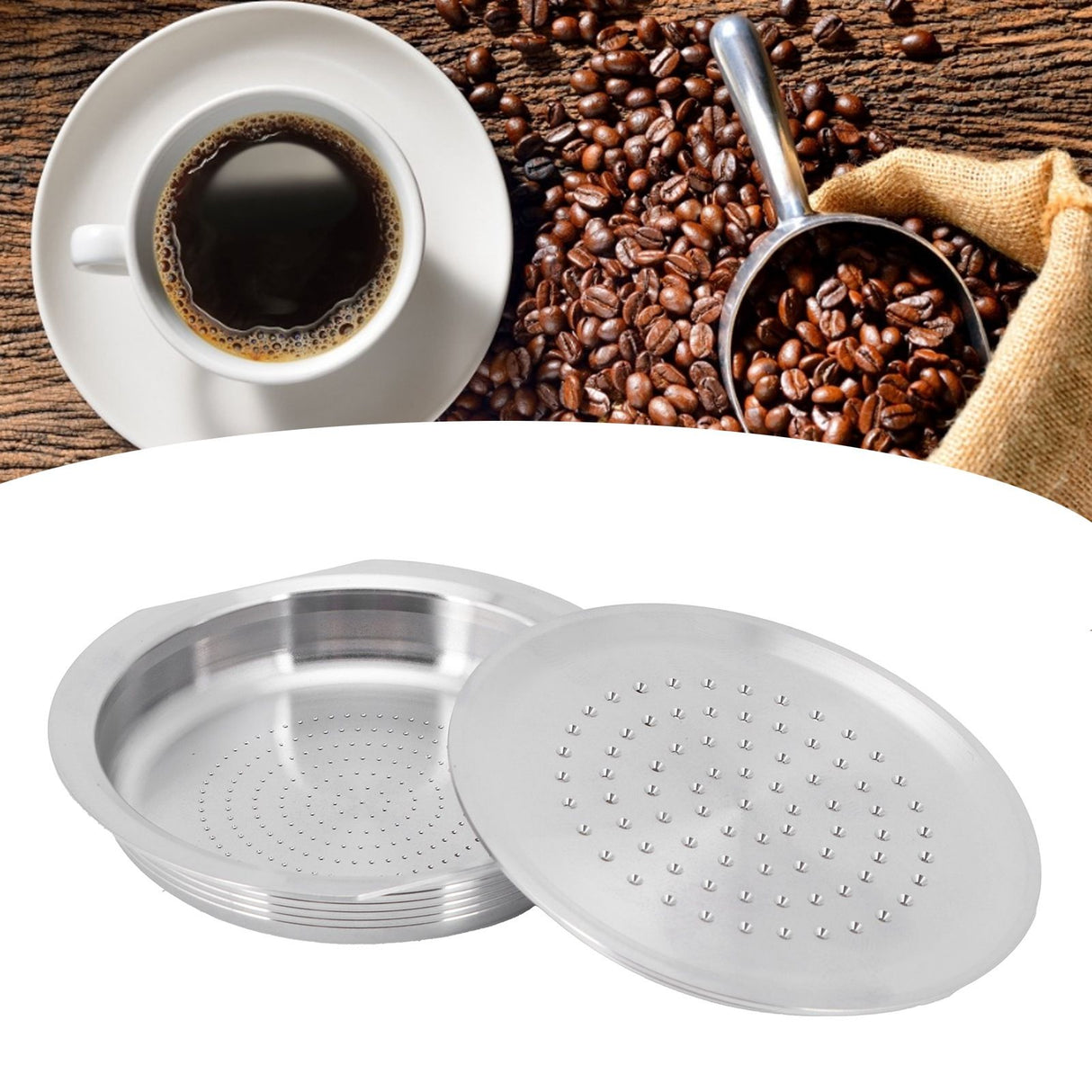 Coffee Capsule Reusable Refillable Coffee Filter Cup with Spoon Brush Fit for Senseo HD7801