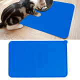 Pet Food Pad Silicone Waterproof Non Slip Bowl Drinking Feeding Mat Placemat for Dog Cat(Blue )
