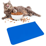 Pet Food Pad Silicone Waterproof Non Slip Bowl Drinking Feeding Mat Placemat for Dog Cat(Blue )