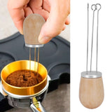 Needle Type Coffee Wooden Powder Dispenser Coffee Stirrer with Handle for Stiring CoffeeSilver