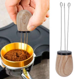 Needle Type Coffee Wooden Powder Dispenser Coffee Stirrer with Handle for Stiring CoffeeBlack