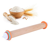 Adjustable Beech and PP Rolling Pin with Detachable Ring for Cake Egg Tart Kitchen Bakery