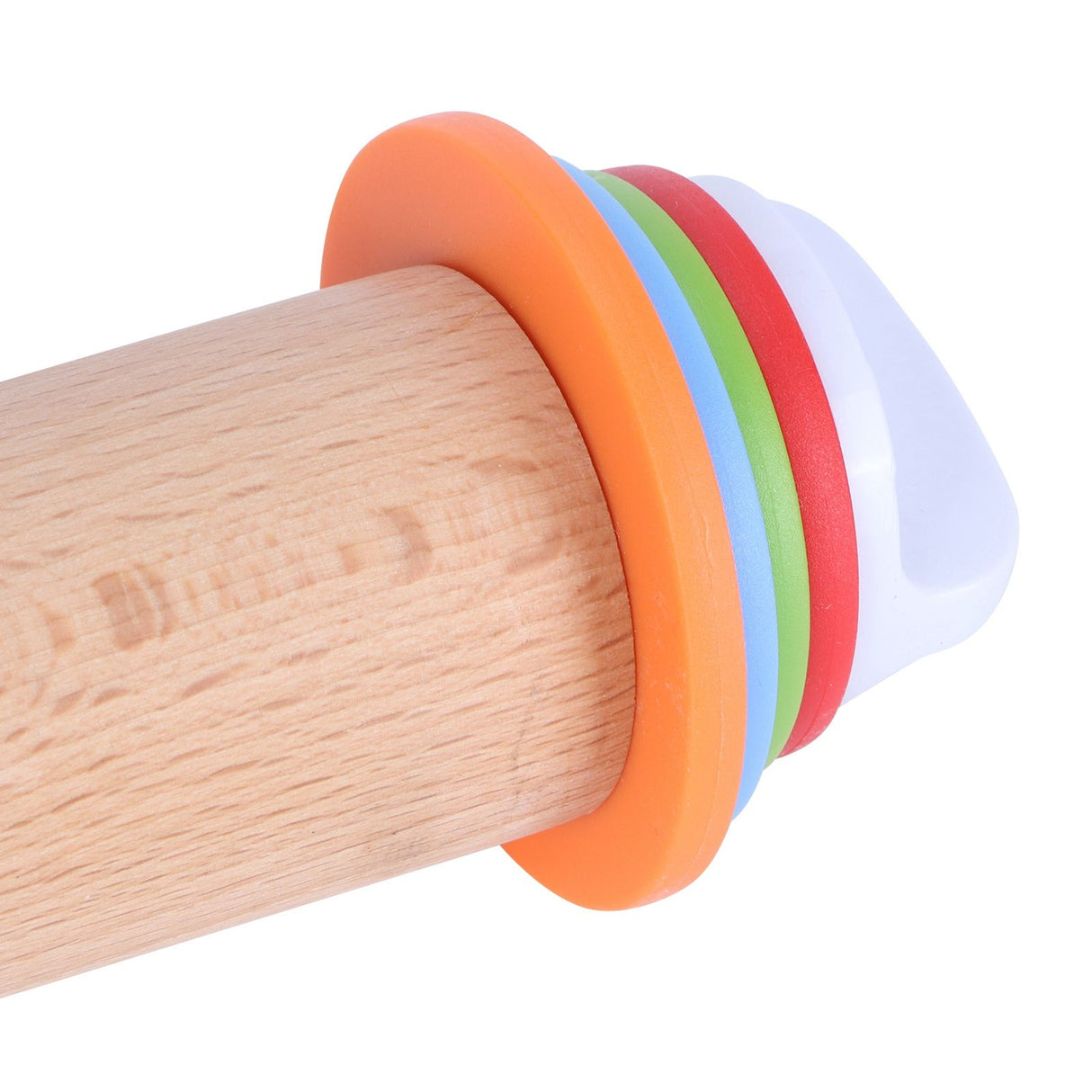 Adjustable Beech and PP Rolling Pin with Detachable Ring for Cake Egg Tart Kitchen Bakery