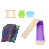DIY Silicone Soap Mold Set with Wood Box Soap Rack Wrapping Paper Baking SuppliesPurple