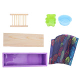 DIY Silicone Soap Mold Set with Wood Box Soap Rack Wrapping Paper Baking SuppliesPurple
