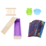 DIY Silicone Soap Mold Set with Wood Box Soap Rack Wrapping Paper Baking SuppliesPurple - Rear View