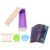 DIY Silicone Soap Mold Set with Wood Box Soap Rack Wrapping Paper Baking SuppliesPurple
