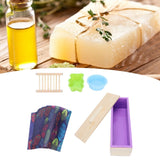 DIY Silicone Soap Mold Set with Wood Box Soap Rack Wrapping Paper Baking SuppliesPurple