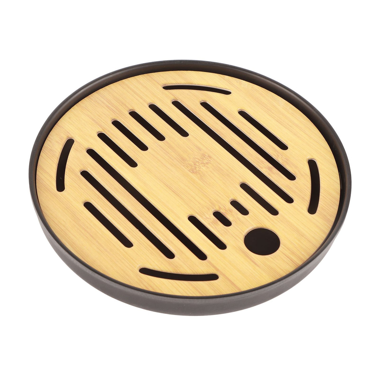 Bamboo Round Tea Tray Teapot Mat Serving Tray Drainage Water Storage Tea Set Home Supplies8in