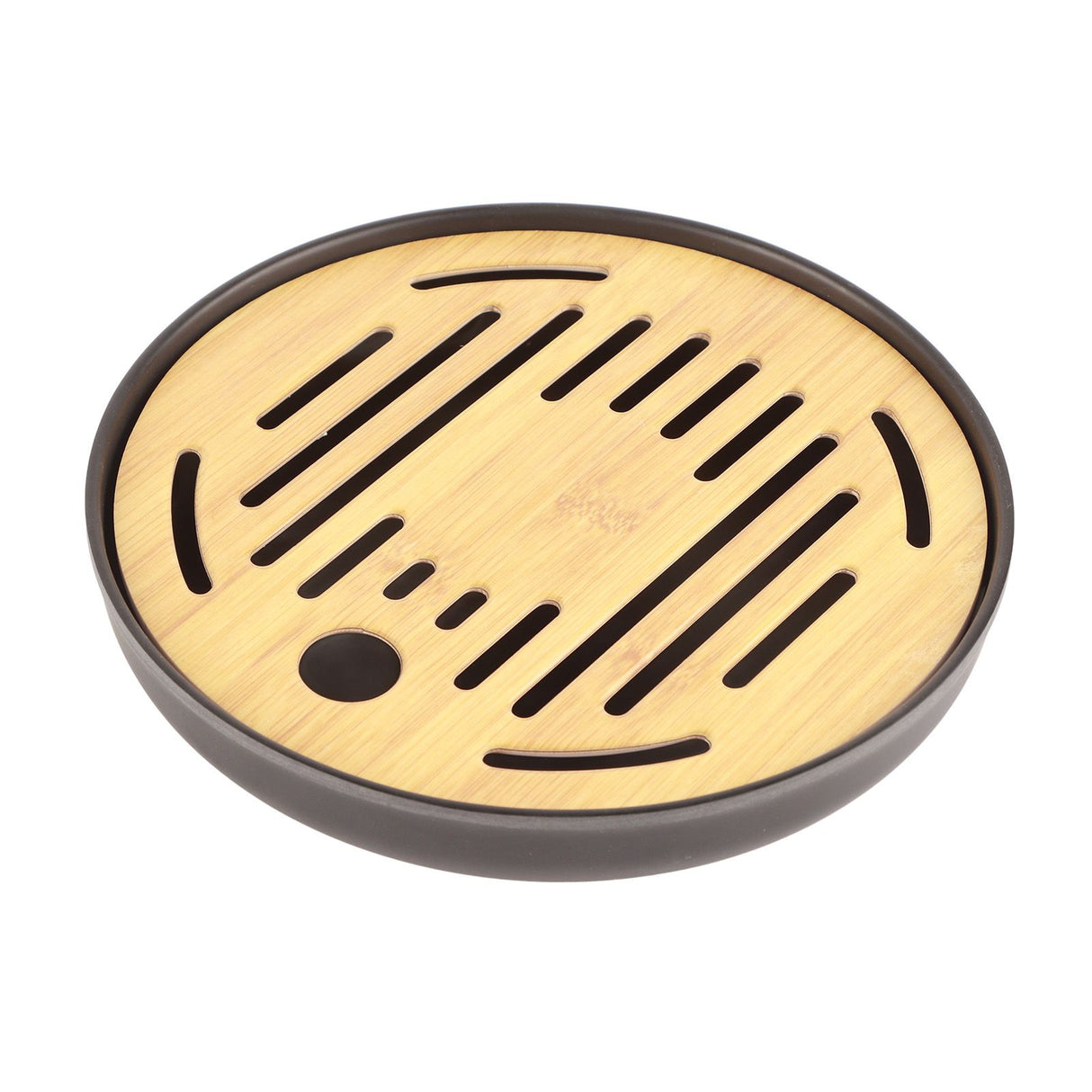 Bamboo Round Tea Tray Teapot Mat Serving Tray Drainage Water Storage Tea Set Home Supplies8in