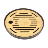 Bamboo Round Tea Tray Teapot Mat Serving Tray Drainage Water Storage Tea Set Home Supplies8in