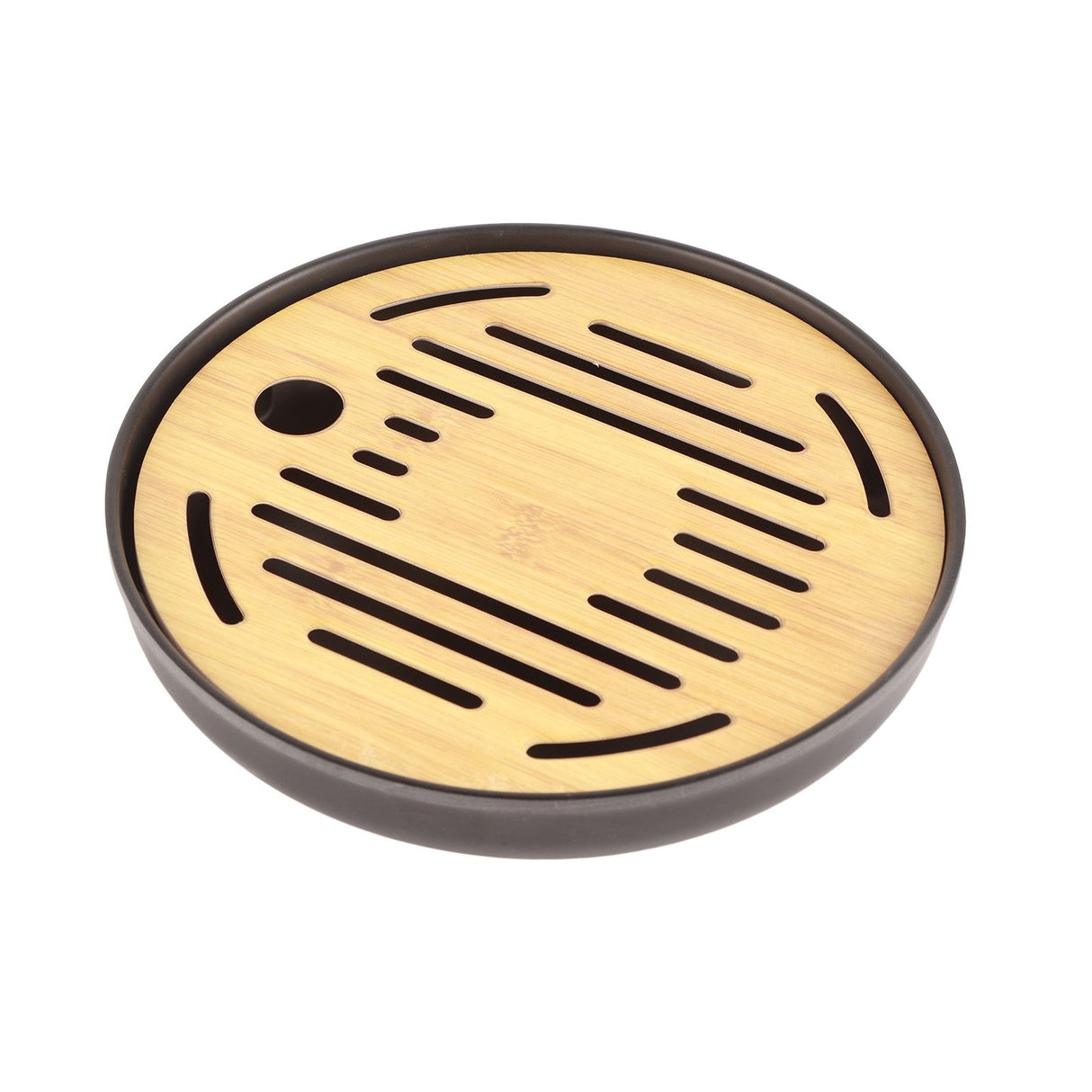 Bamboo Round Tea Tray Teapot Mat Serving Tray Drainage Water Storage Tea Set Home Supplies8in