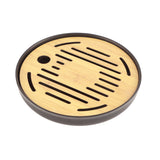 Bamboo Round Tea Tray Teapot Mat Serving Tray Drainage Water Storage Tea Set Home Supplies8in - 45-Degree Angle