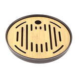Bamboo Round Tea Tray Teapot Mat Serving Tray Drainage Water Storage Tea Set Home Supplies8in