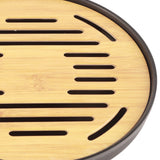 Bamboo Round Tea Tray Teapot Mat Serving Tray Drainage Water Storage Tea Set Home Supplies8in