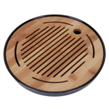 Bamboo Round Tea Tray Teapot Mat Serving Tray Drainage Water Storage Tea Set Home Supplies10in