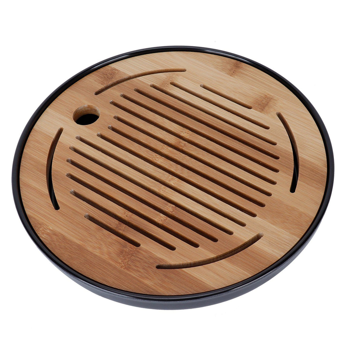 Bamboo Round Tea Tray Teapot Mat Serving Tray Drainage Water Storage Tea Set Home Supplies10in