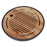 Bamboo Round Tea Tray Teapot Mat Serving Tray Drainage Water Storage Tea Set Home Supplies10in
