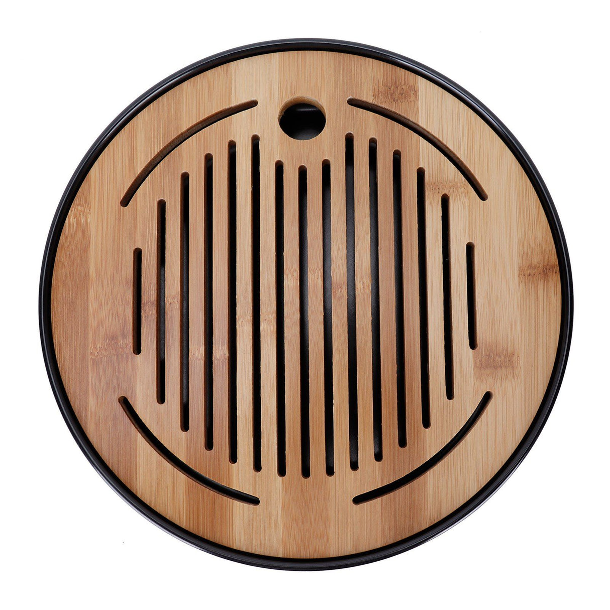 Bamboo Round Tea Tray Teapot Mat Serving Tray Drainage Water Storage Tea Set Home Supplies10in