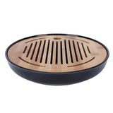Bamboo Round Tea Tray Teapot Mat Serving Tray Drainage Water Storage Tea Set Home Supplies10in - Rear View