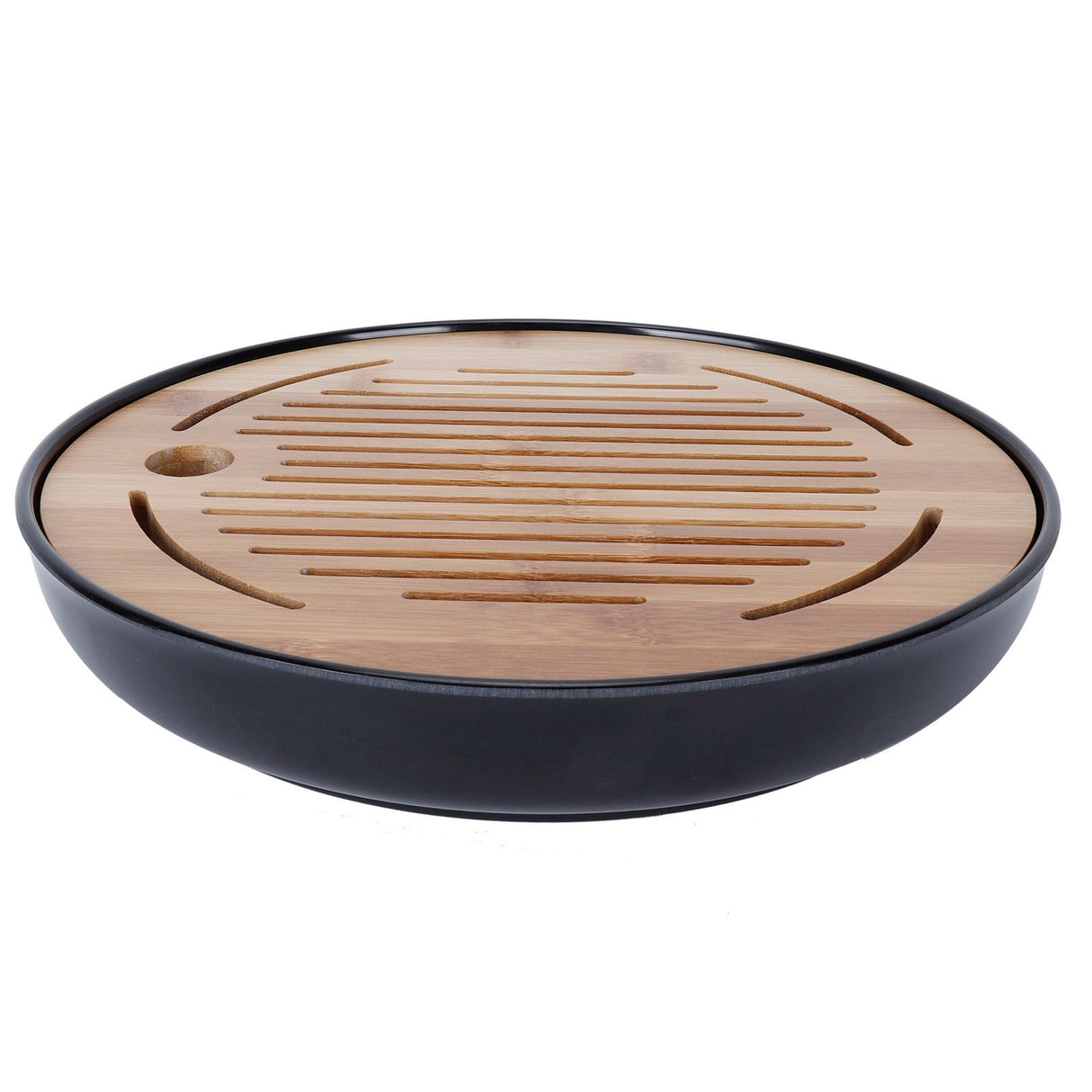 Bamboo Round Tea Tray Teapot Mat Serving Tray Drainage Water Storage Tea Set Home Supplies10in