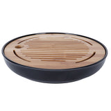 Bamboo Round Tea Tray Teapot Mat Serving Tray Drainage Water Storage Tea Set Home Supplies10in