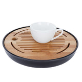 Bamboo Round Tea Tray Teapot Mat Serving Tray Drainage Water Storage Tea Set Home Supplies10in - Extra Image