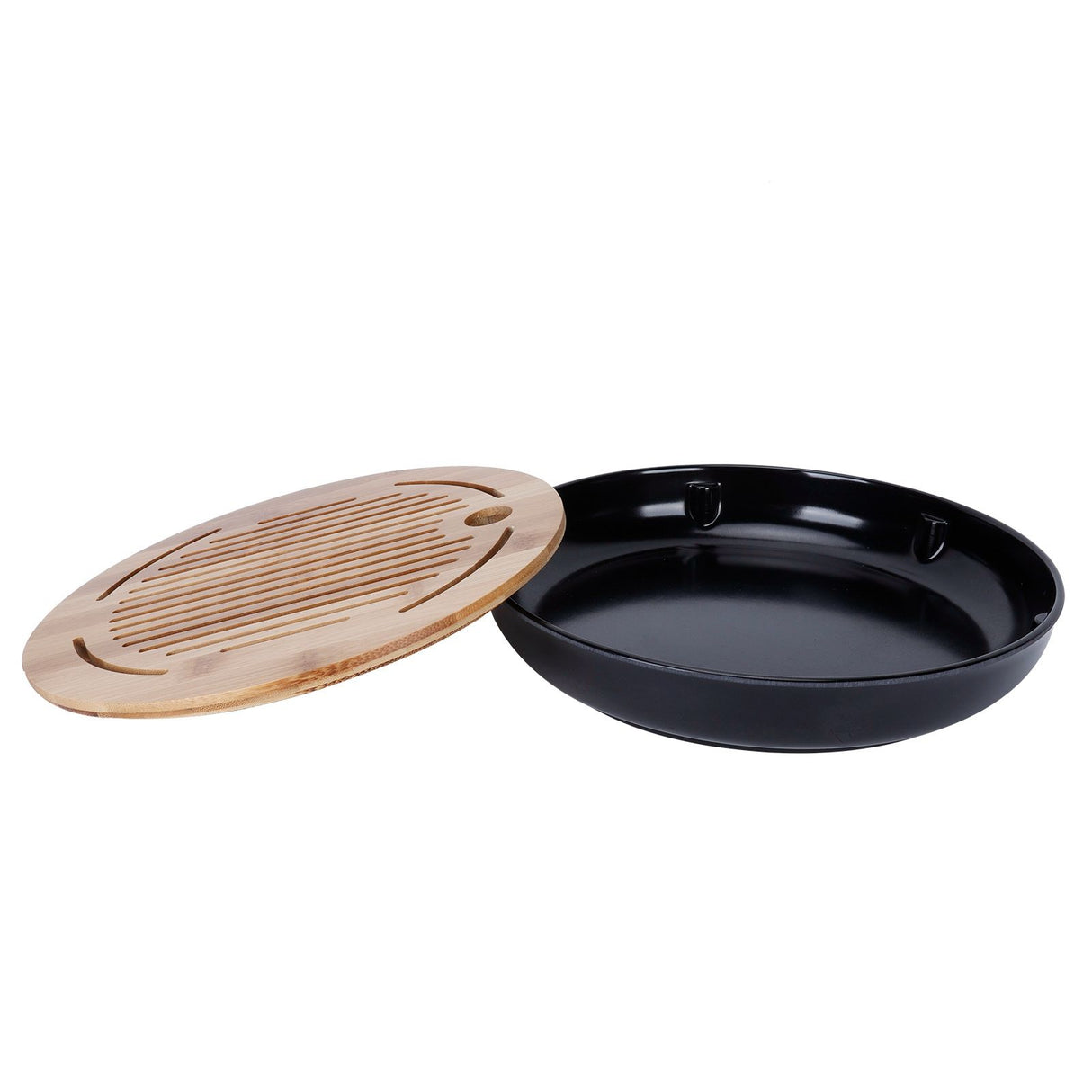 Bamboo Round Tea Tray Teapot Mat Serving Tray Drainage Water Storage Tea Set Home Supplies10in