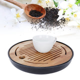 Bamboo Round Tea Tray Teapot Mat Serving Tray Drainage Water Storage Tea Set Home Supplies10in