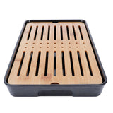 Rectangle Bamboo Tea Tray Teapot Mat Serving Tray Draining Board Tea Set Home Kitchen Use13in 1100ml - Side View