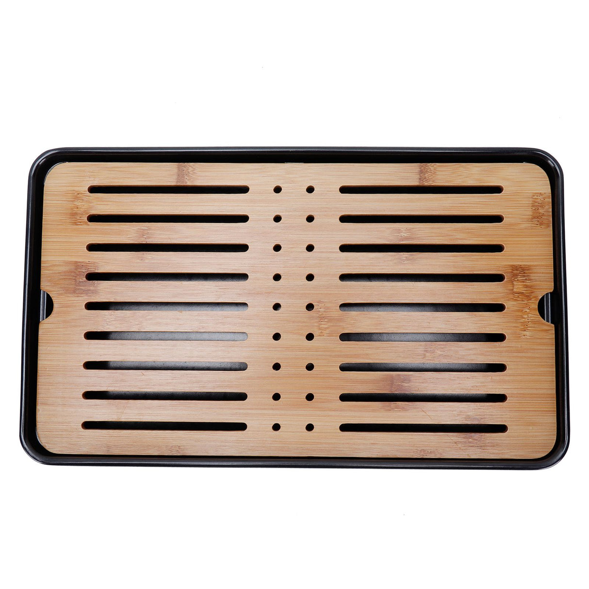 Rectangle Bamboo Tea Tray Teapot Mat Serving Tray Draining Board Tea Set Home Kitchen Use13in 1100ml