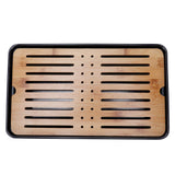 Rectangle Bamboo Tea Tray Teapot Mat Serving Tray Draining Board Tea Set Home Kitchen Use13in 1100ml