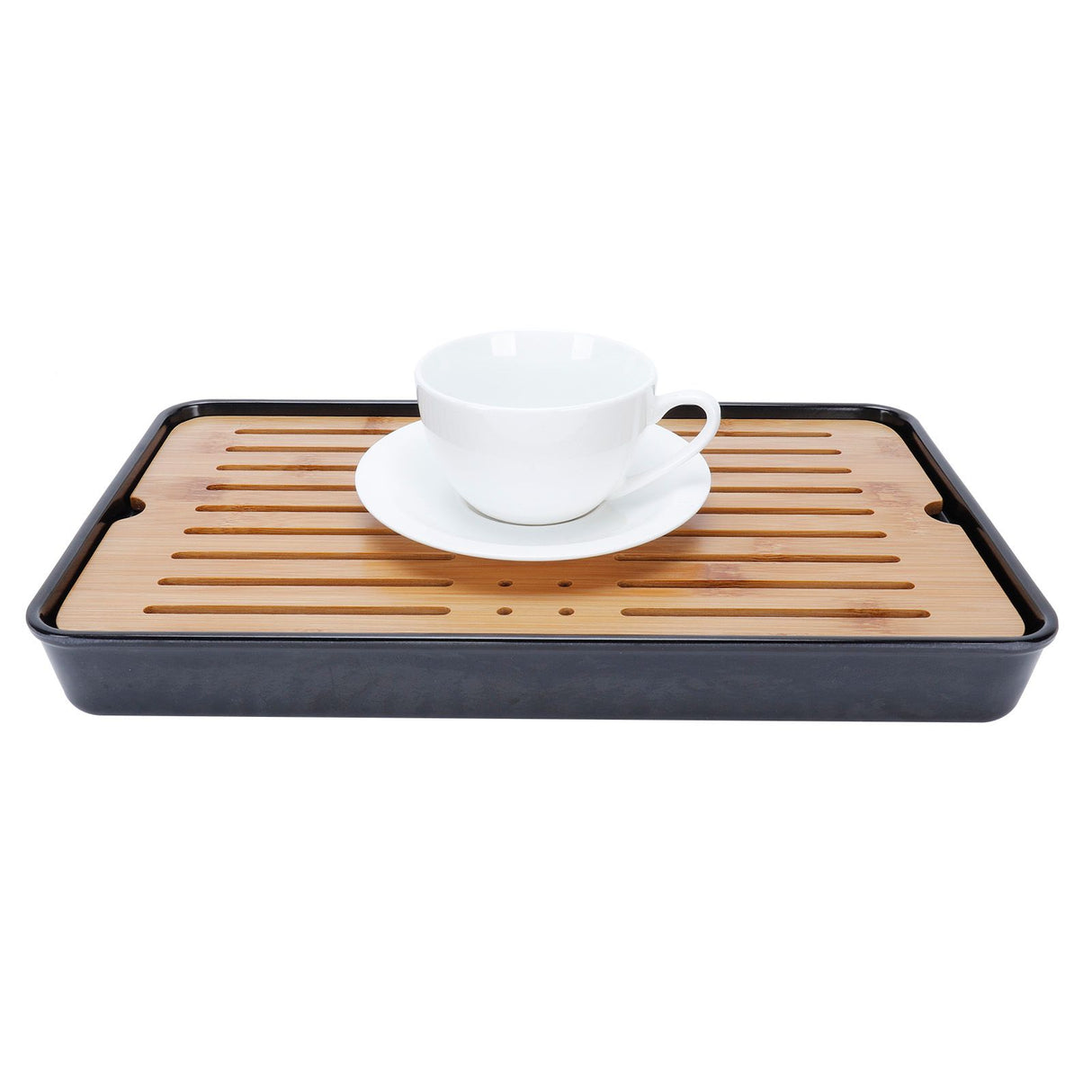 Rectangle Bamboo Tea Tray Teapot Mat Serving Tray Draining Board Tea Set Home Kitchen Use13in 1100ml