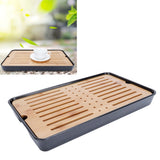 Rectangle Bamboo Tea Tray Teapot Mat Serving Tray Draining Board Tea Set Home Kitchen Use13in 1100ml - Extra Image