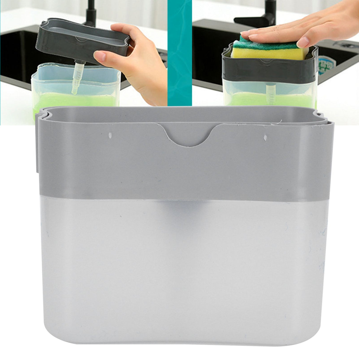 Press Type Soap Box Kitchen Household Detergent Press Dispenser for Home Kitchen HotelGrey