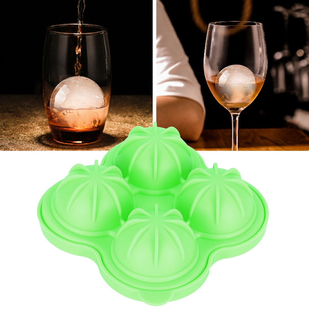 4 Hole Ice Cubes Mold Silicone Ice Ball Maker Mould Tray for Home Kitchen SuppliesGreen