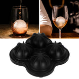 4 Hole Ice Cubes Mold Silicone Ice Ball Maker Mould Tray for Home Kitchen SuppliesBlack