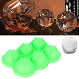 6-Grid Ice Ball Maker Reusable Silicone Ice Ball Mold Tray for Home Kitchen Bar UseGreen