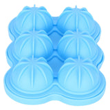 6-Grid Ice Ball Maker Reusable Silicone Ice Ball Mold Tray for Home Kitchen Bar UseSky Blue - Top-Down View