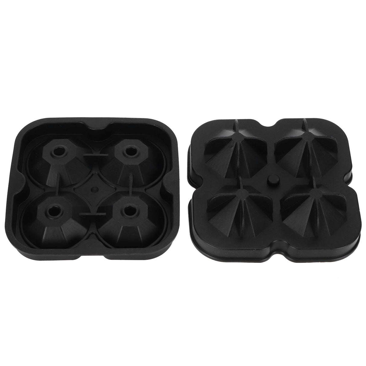 4Grid Ice Mold Reusable DiamondShape Ice Cubes Maker Tray Home Kitchen Supplies(Black )