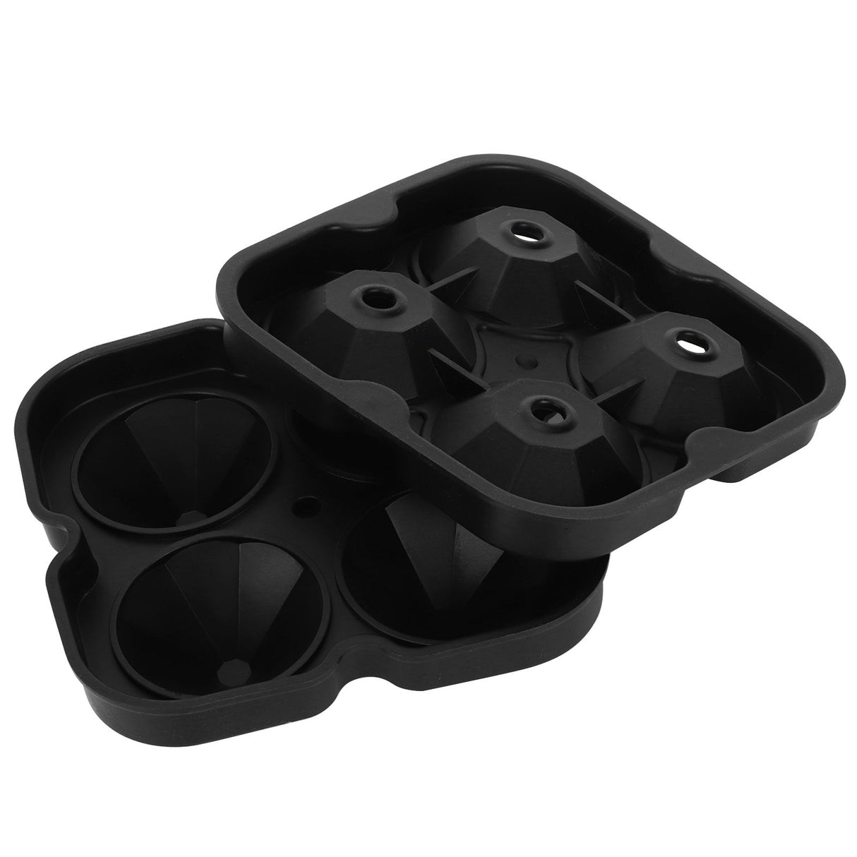 4Grid Ice Mold Reusable DiamondShape Ice Cubes Maker Tray Home Kitchen Supplies(Black )