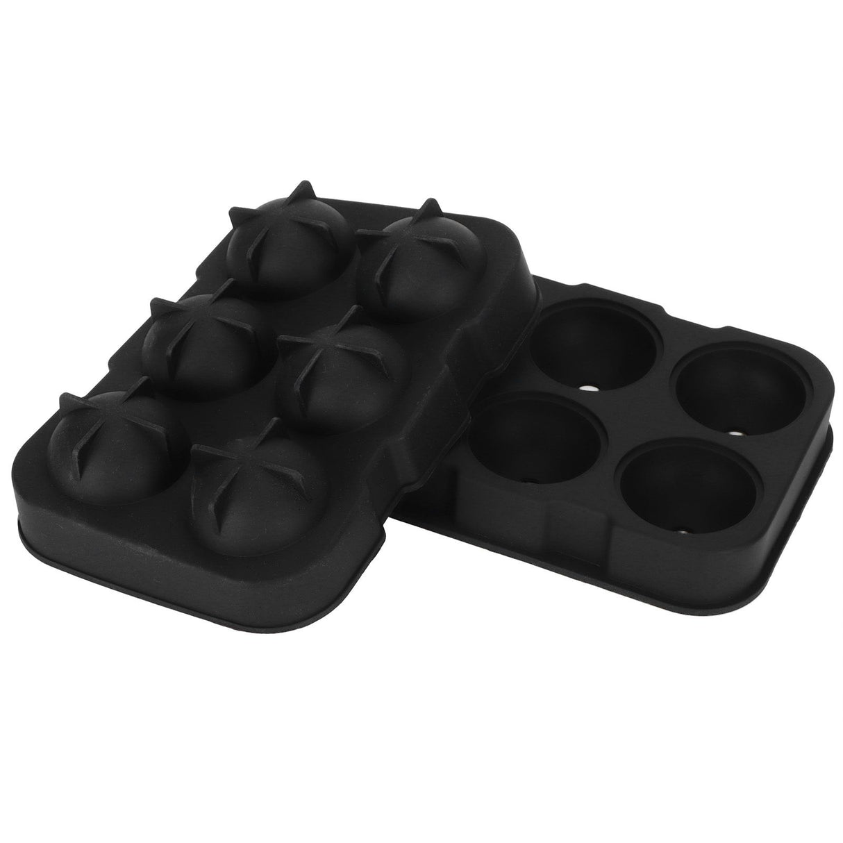 6-Grid Ice Ball Maker Black Reusable Ice Ball Mold for Beer Cocktail Wine Beverage