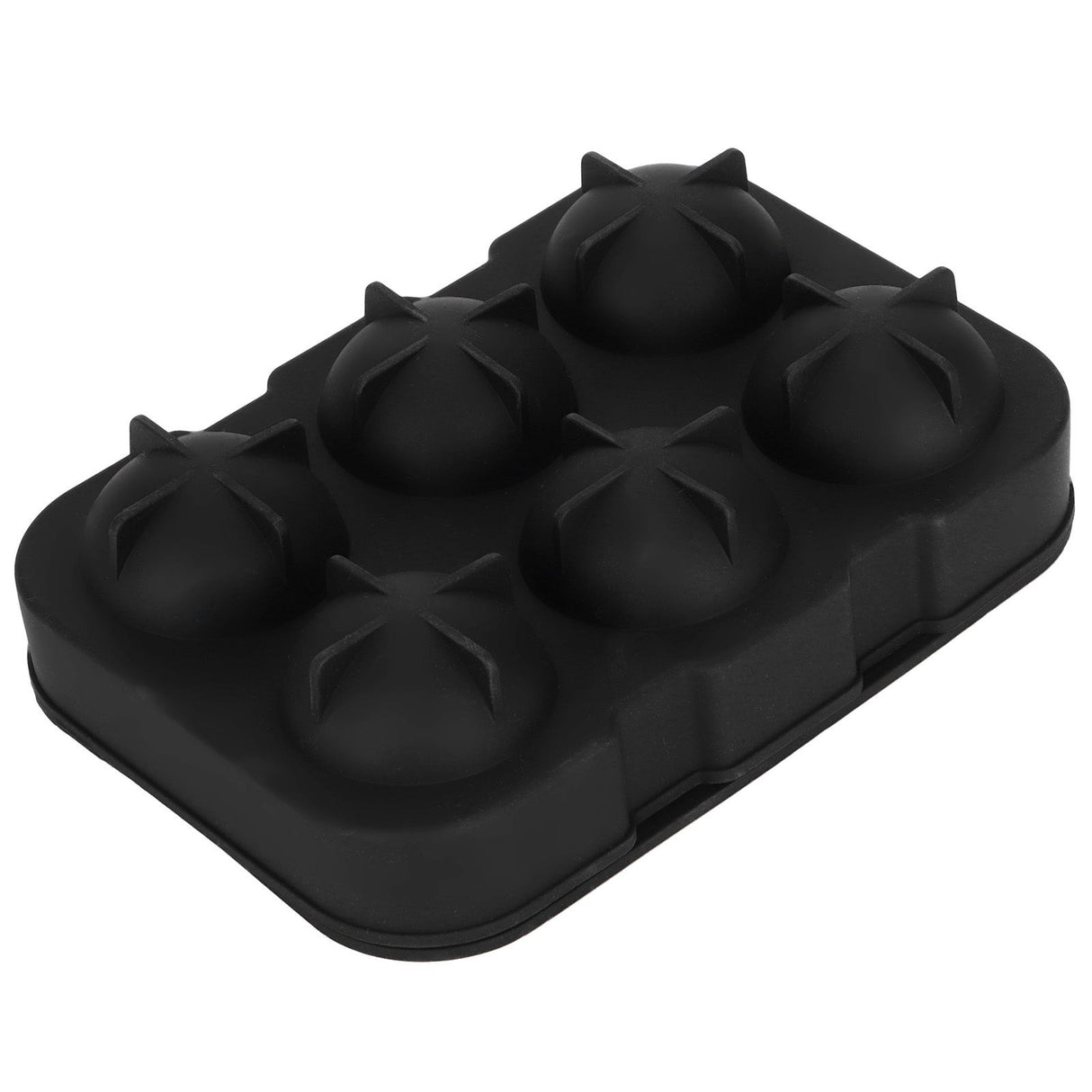 6-Grid Ice Ball Maker Black Reusable Ice Ball Mold for Beer Cocktail Wine Beverage