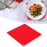 Insulation Pad Food Grade Silicone Pad AntiScalding Thickened Microwave Oven Mat for Kitchen Use(Red )
